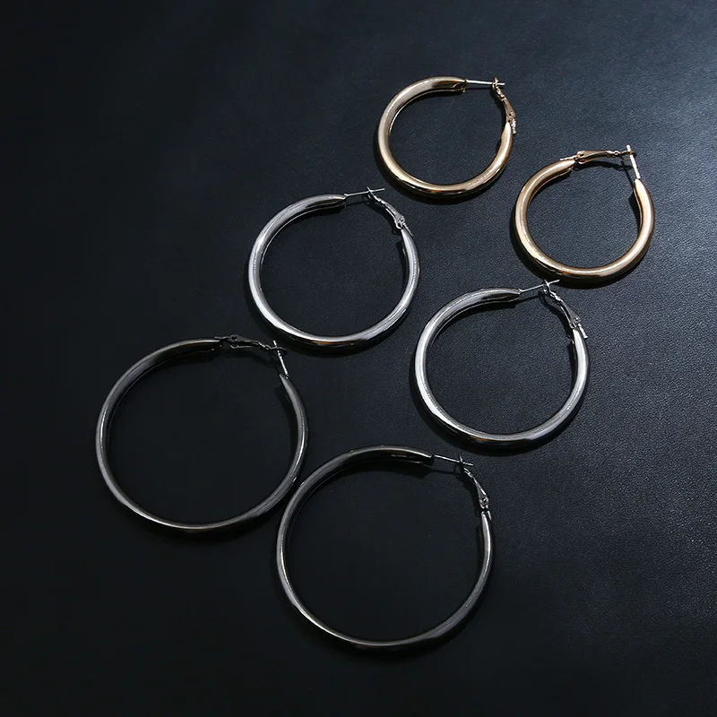 Naizhu 3 пары/набор серебряных сережек-кольце для женщин, гладкие круглые, оптовая продажа ювелирных изделий.