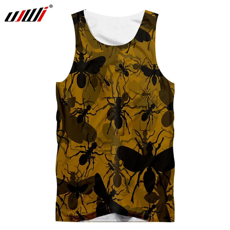 

UJWI Tank Top Men Summer Tops 3d Full Print Ants Tanktops Boy Hip Hop Sleeveless Male O Neck Casual Undershirt Shirts
