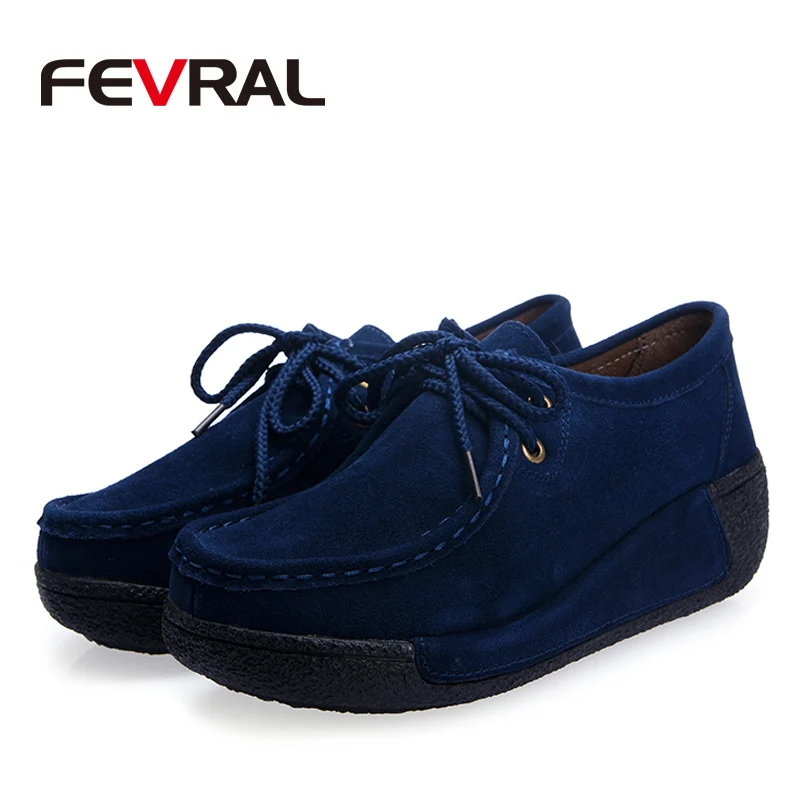 FEVRAL/модные криперы; повседневная обувь на платформе; женская замшевая обувь с круглым носком на шнуровке; женская обувь на плоской подошве в стиле панк; криперы; Размеры 35-42