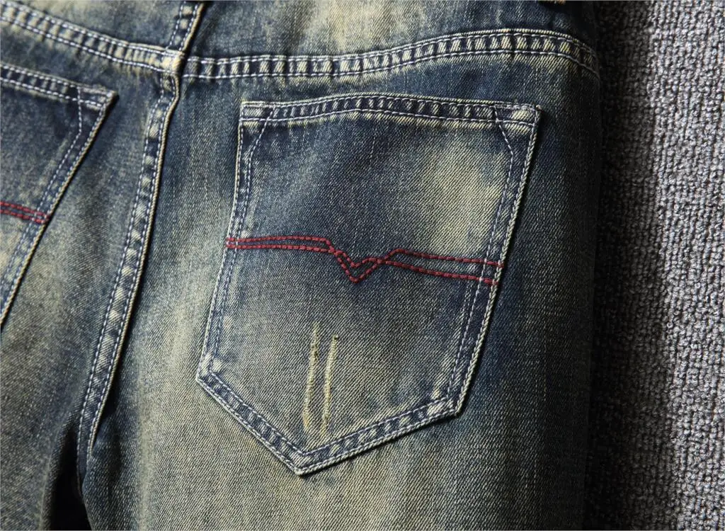 New Brand Jeans Men Casual Straight Denim Trousers Men's Fashion Ripped Jeans Slim Holes Overall Homme Retro Light Blue Jeans