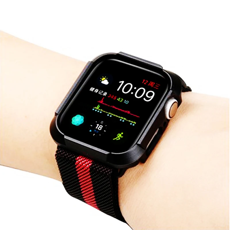 Миланский ремешок для apple watch 44 мм 40 iwatch 4 5 чехол браслет защита от падения