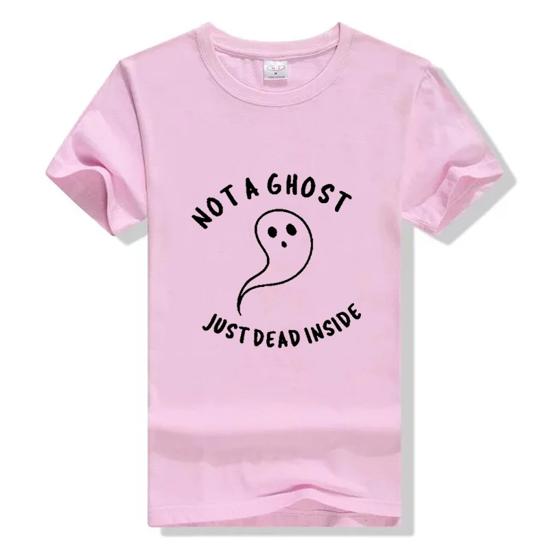 Женская футболка с надписью NOT A GHOST JUST DEAD INSIDE хлопковая Повседневная унисекс