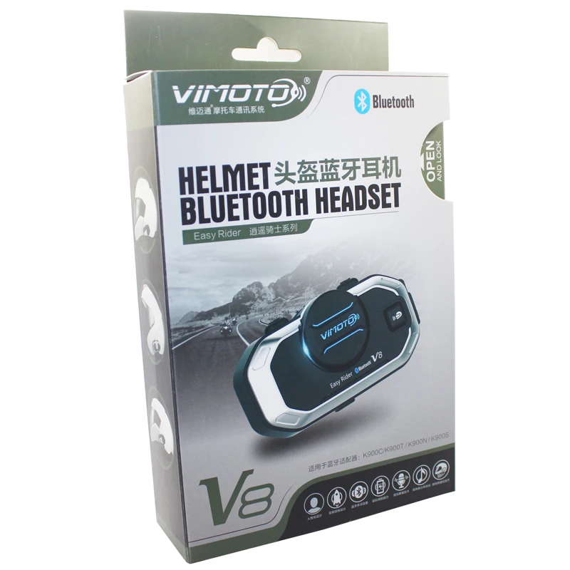 Мотоциклетная Bluetooth гарнитура Vimoto Easy Rider V8 многофункциональная для шлема и