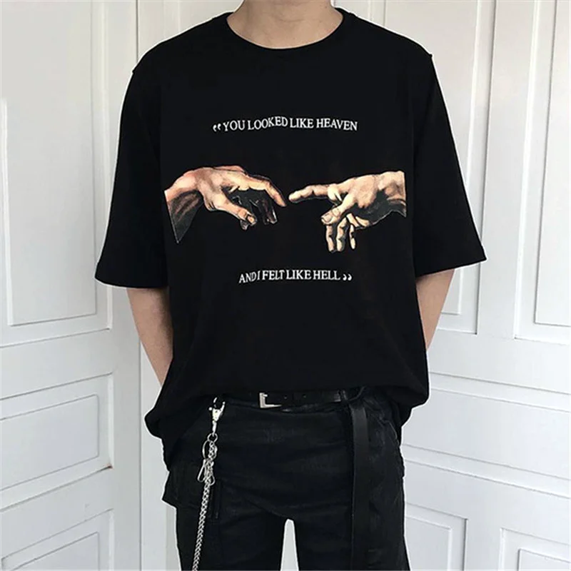 Dreamlikelin черная футболка Летняя женская футболка You Looked Like Heaven and I Feel Like Hell Streetwear o-образным вырезом Повседневная футболка