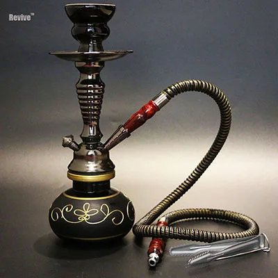 black one hose Восстанавливающий стеклянный наргиле кальян набор черный кальян полная керамическая чаша для курения chicha 28,5 см шланг для водопровода наргиле ваза для цветов C2 - Цвет: black one hose