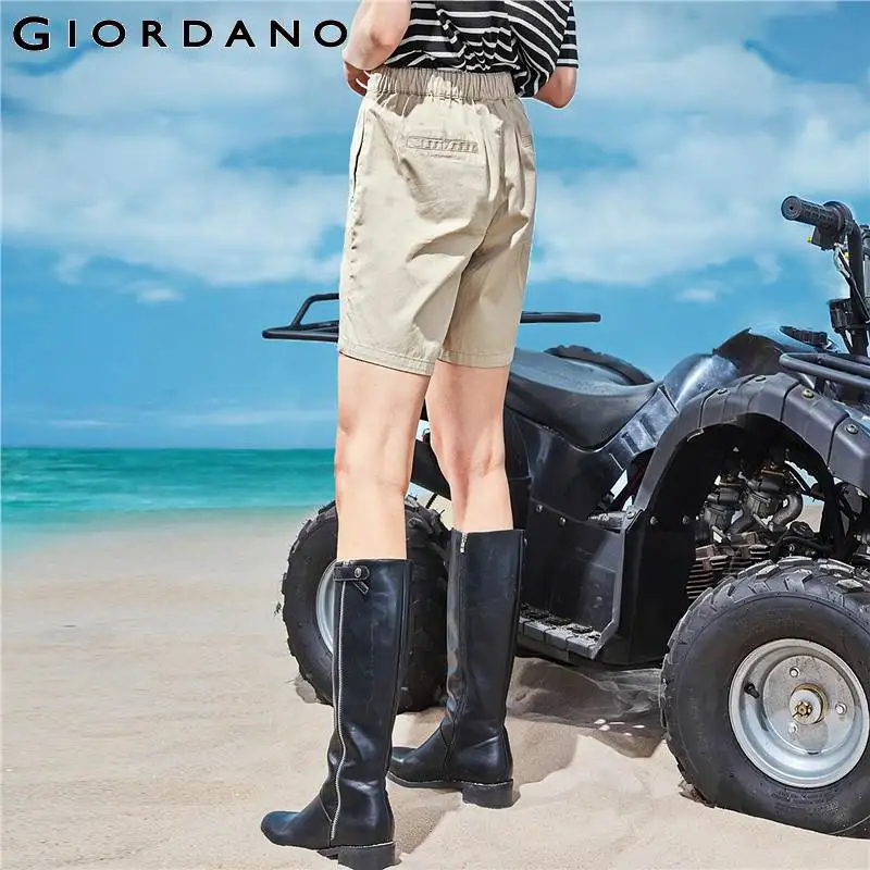 Giordano женские повседневные короткие шорты с резинкой на талии А образными линиями