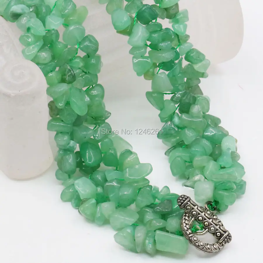 Irregular Green Aventurine Crystal 3Rows Necklace Chain Women Jewelry Making Party Wedding Gifts 18inch Stone Mother's Day gifts |