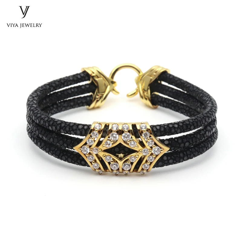 Роскошные три круглые StingrayBracelet 925 пробы серебро браслет для часов Для мужчин
