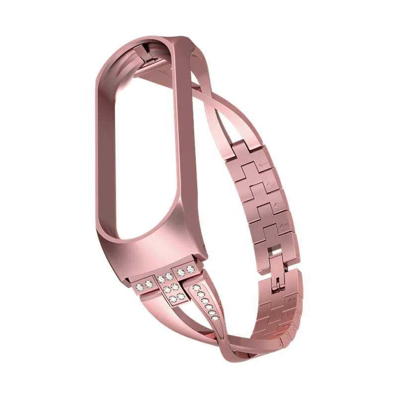 X Style Rose pink Mi Band 3 Металлический ремешок из нержавеющей стали для запястья для Xiaomi Mi Band 3 Ремень Ma'am Браслет Miband 3 Браслеты Pulseira Miband3 Ремешок - Цвет: X Style Rose pink