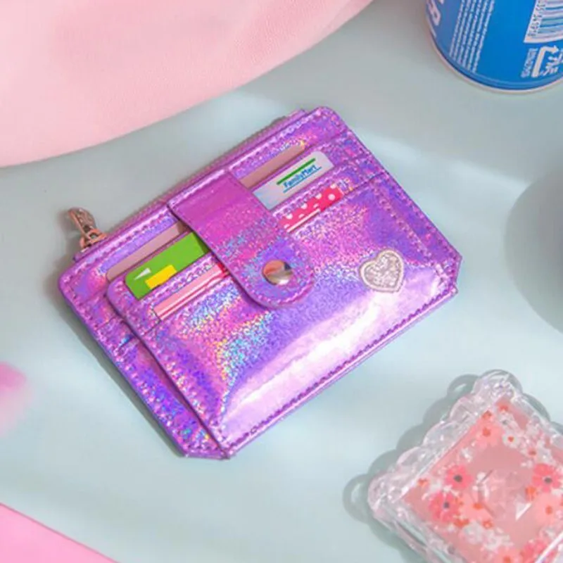 Purple Babysbreath Сияющий карты сумка девушки водителя Обложка для водительского удостоверения сердце на замке ID кредитных держатель для карт случае Бизнес карты сумки OC519 - Цвет: Purple