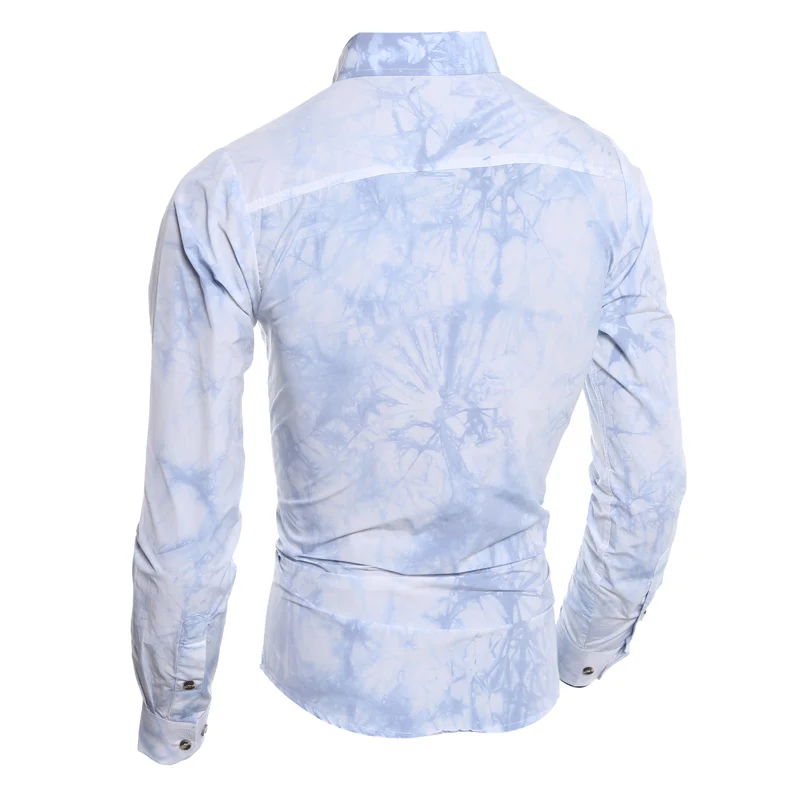 Мужские повседневные рубашки с принтом Модная приталенная одежда длинным
