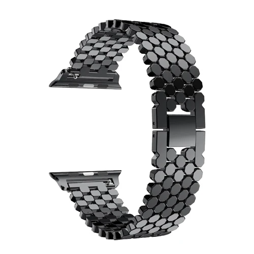 black Ремешок из нержавеющей стали для apple watch, ремешок 42 мм, 38 мм, версия 4/3/2/1 браслет металлический ремешок для наручных часов iwatch, Версия 44 мм/40 мм ремень+ инструмент - Цвет ремешка: black