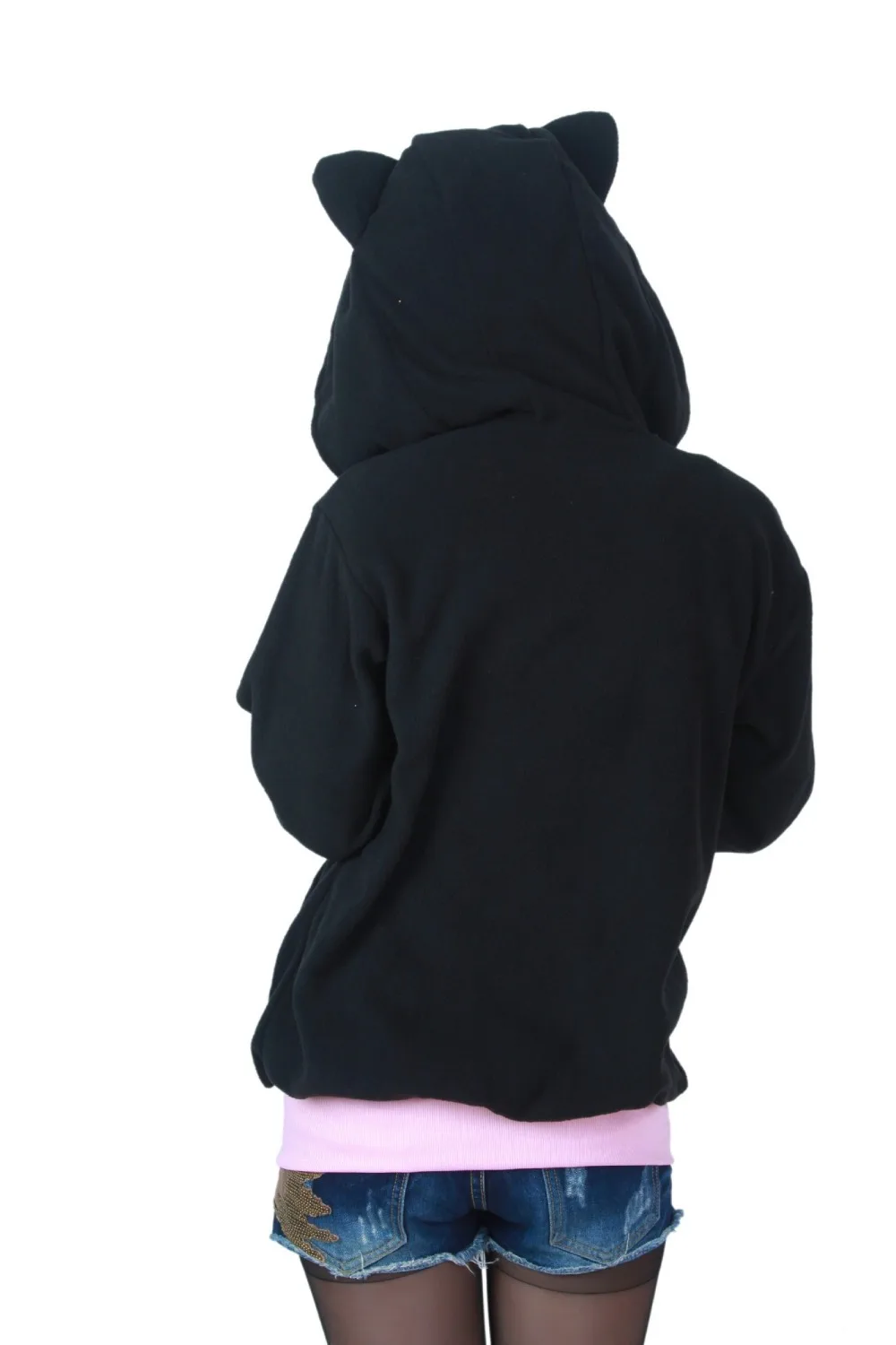 Cartoon Black Cat Sweatshirts Long sleeve with zipper hat Cosplay Costume Men Women Hoodies Animal | Женская одежда