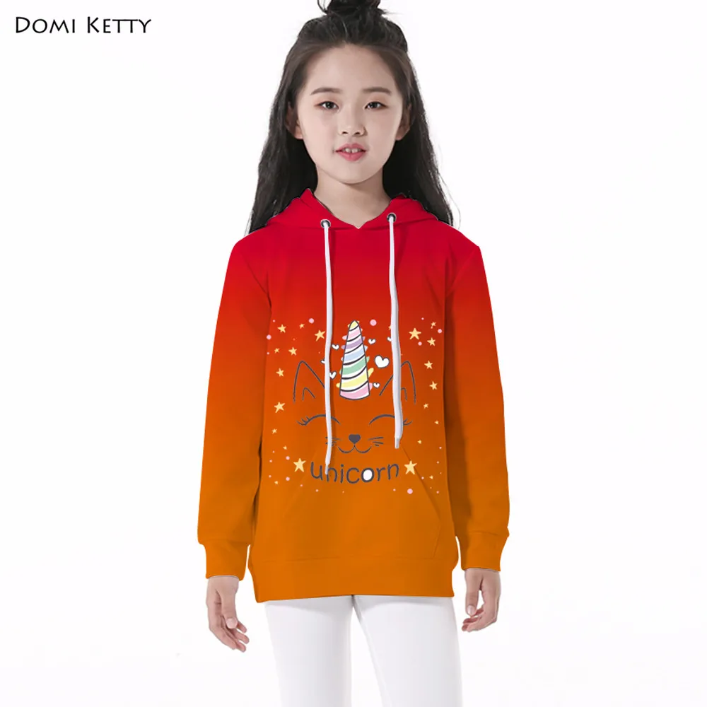 Domi Ketty/Детские толстовки с капюшоном принтом единорога и пончика для девочек