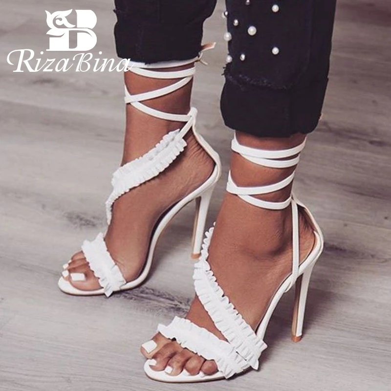 RIZABINA/женские босоножки на высоком каблуке с перекрестными ремешками Женская