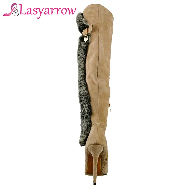 Lasyarrow/Осенняя обувь на молнии Botas Mujer высокие сапоги до бедра высоком каблуке с