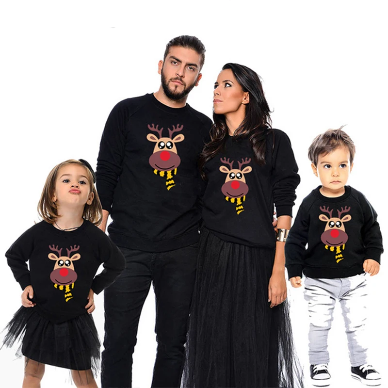 Толстовка Macthing наряды Рождество олень семейная одежда мать и дочь отец футболка