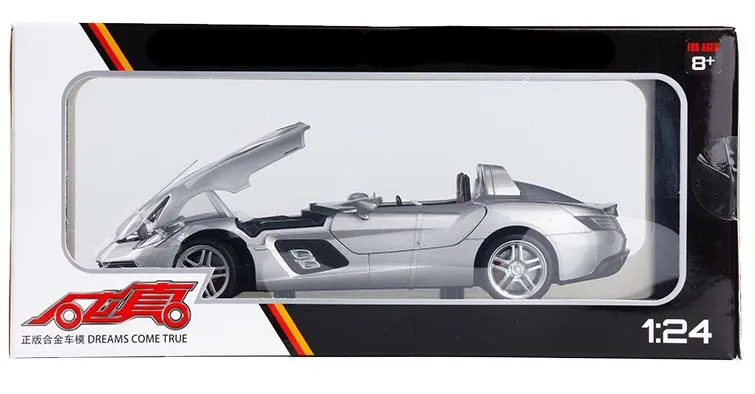B Высокая имитация 1:24, зеркальный сплав, Спортивная модель автомобиля, игрушки, автомобиль, Серебряный со звуком, светильник, автомобили, подарки для детей, коллекция - Цвет: B