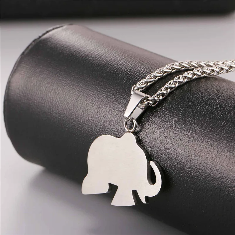 Милый слон ожерелье женщин Шарм кулон золотой цвет нержавеющая сталь красочные