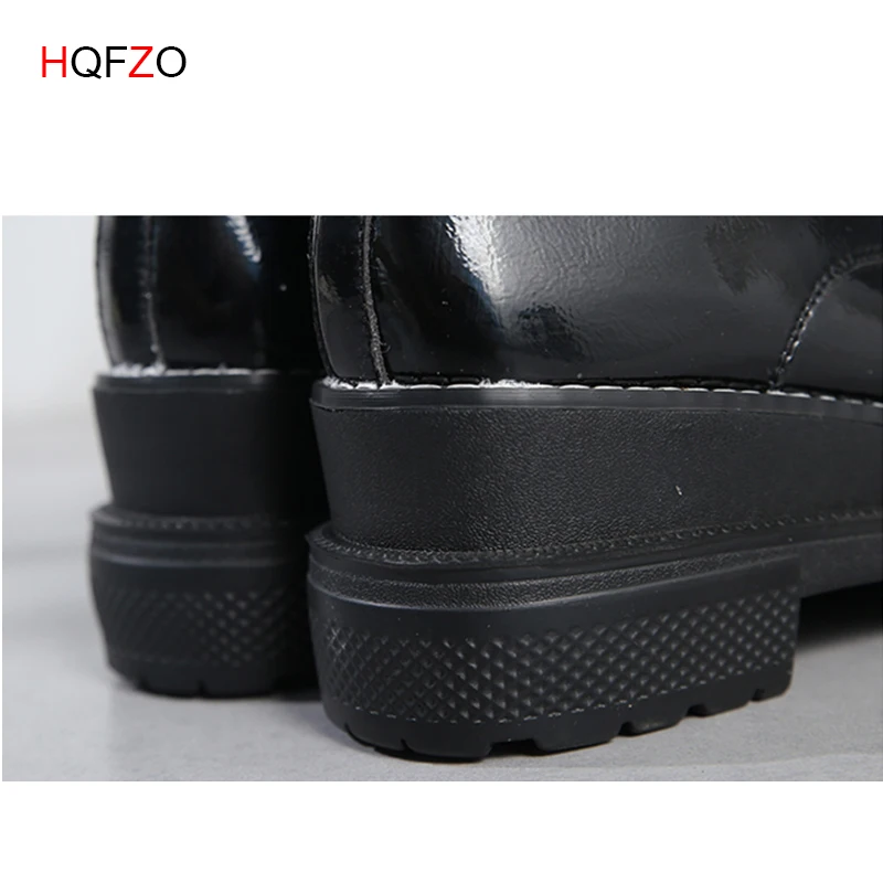 HQFZO/кожаные ботинки в британском стиле осенняя женская обувь на платформе и