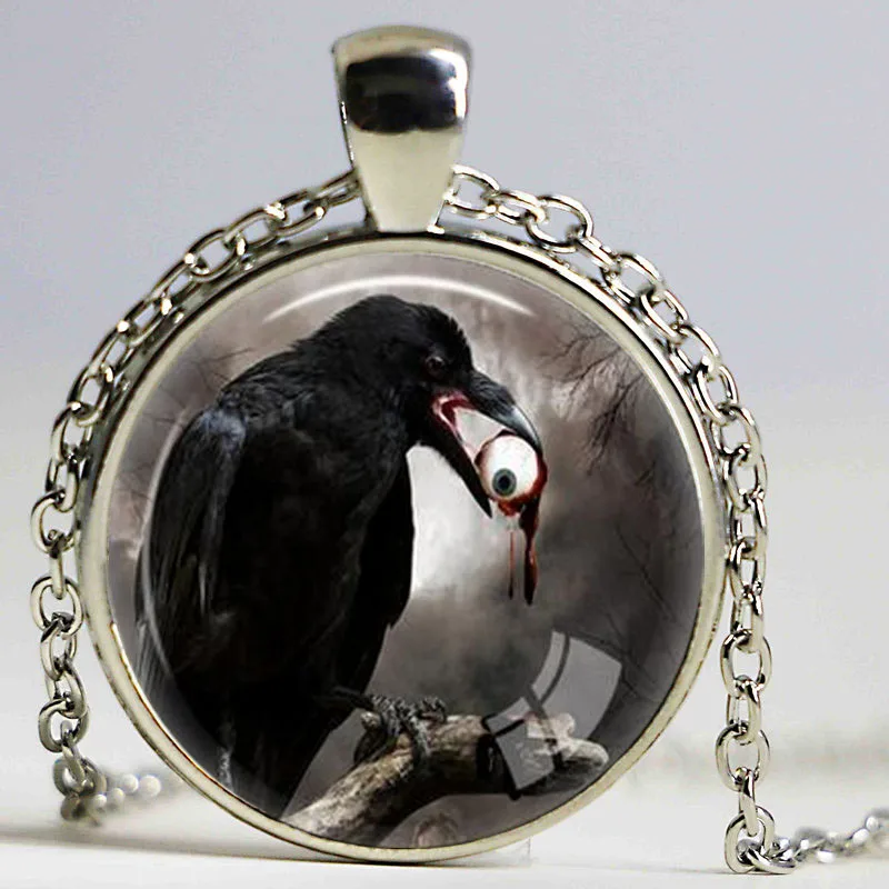 Серебряное ожерелье с вороной подвеской в виде птицы ювелирные изделия черной