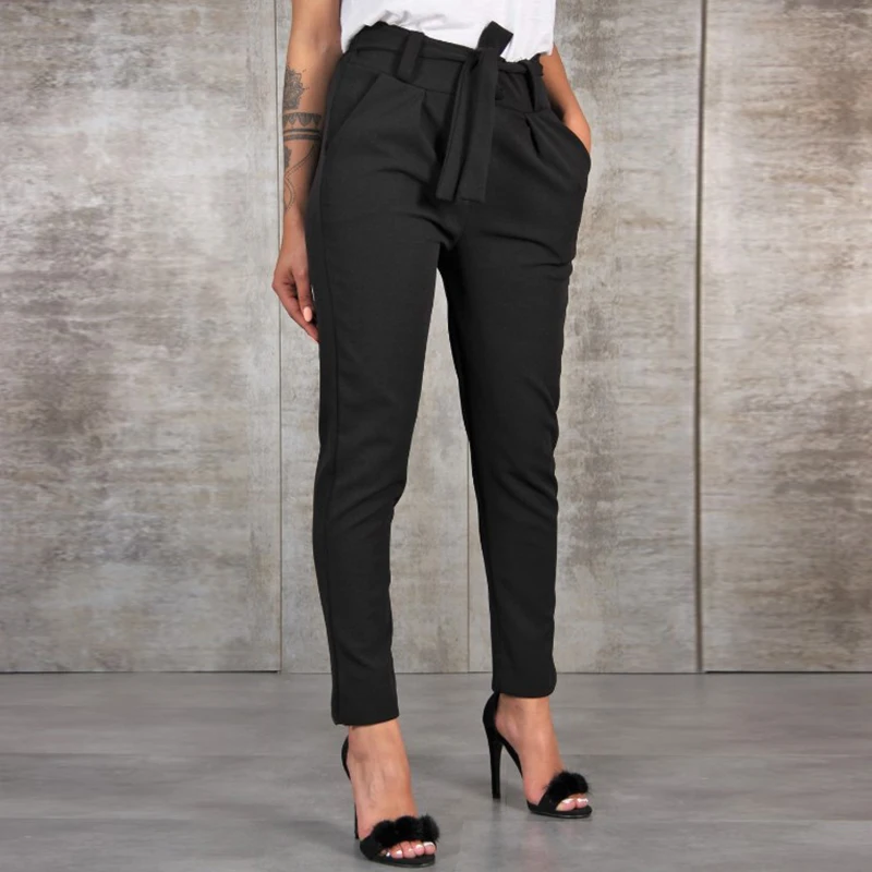 CHRLEISURE штаны шаровары на шнуровке женские брюки с высокой талией Женские