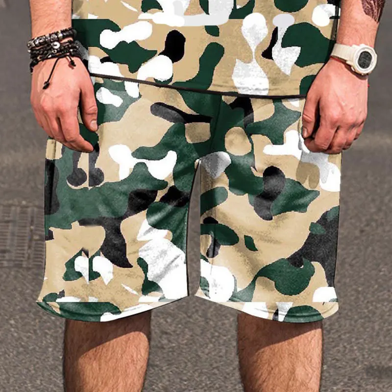 Мужские камуфляжные быстросохнущие шорты больших размеров XL с принтом летние