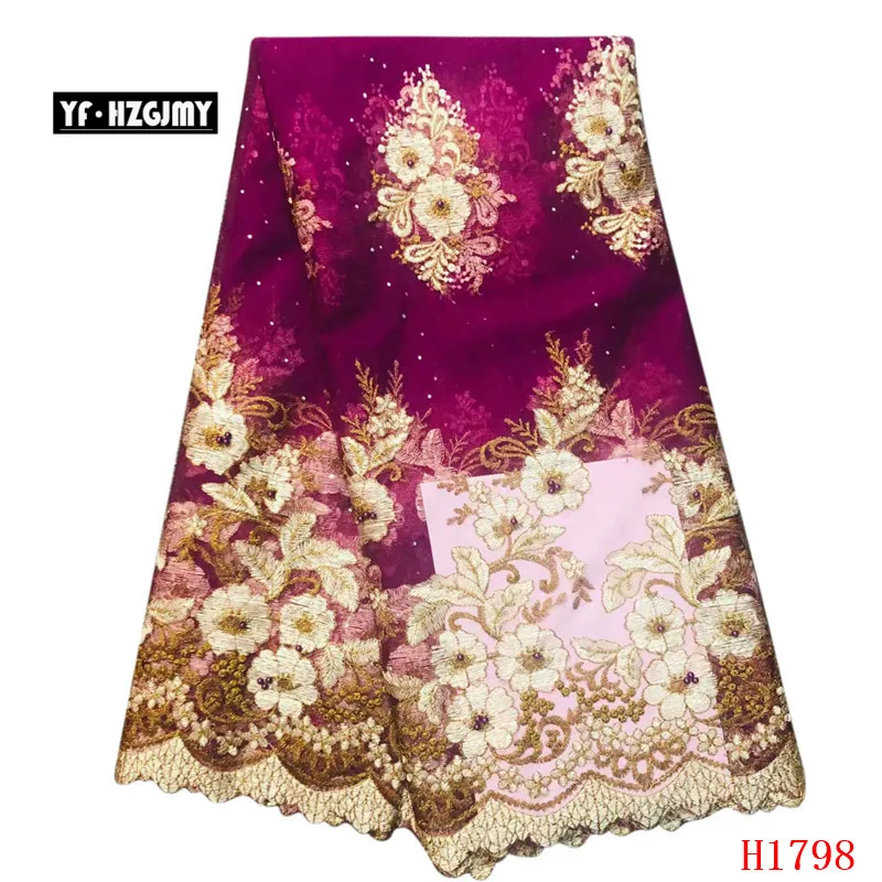 YF HZGJMY Nigerian Lace Fabrics 2019 High Quality Beaded African Floral Embroidered French Tulle Net Fabric A1798 | Дом и сад