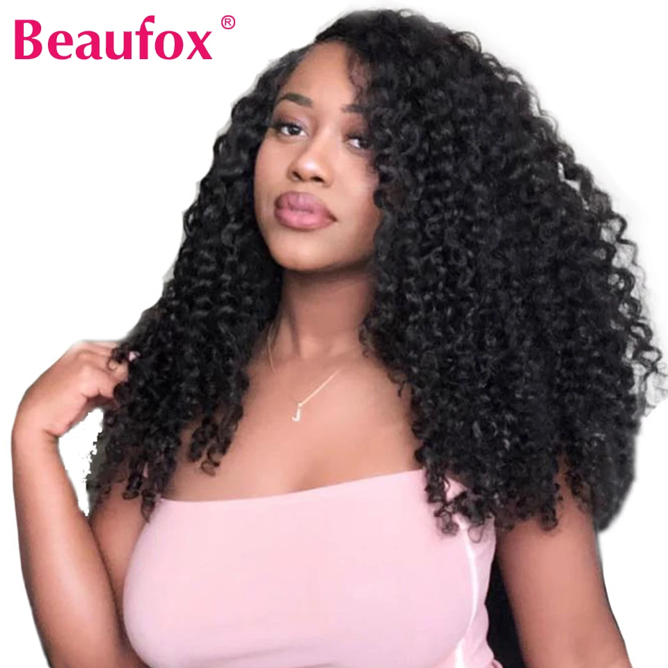 Beaufox парики из человеческих волос с глубокой волной на сетке спереди для черных