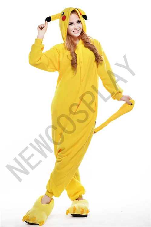 New Unisex Pikachu Cartoon Animal Pyjamas Jumpsuit Cosplay Costume Sleepwear Yellow Onesie Overall Rompers NEWCOSPLAY | Тематическая