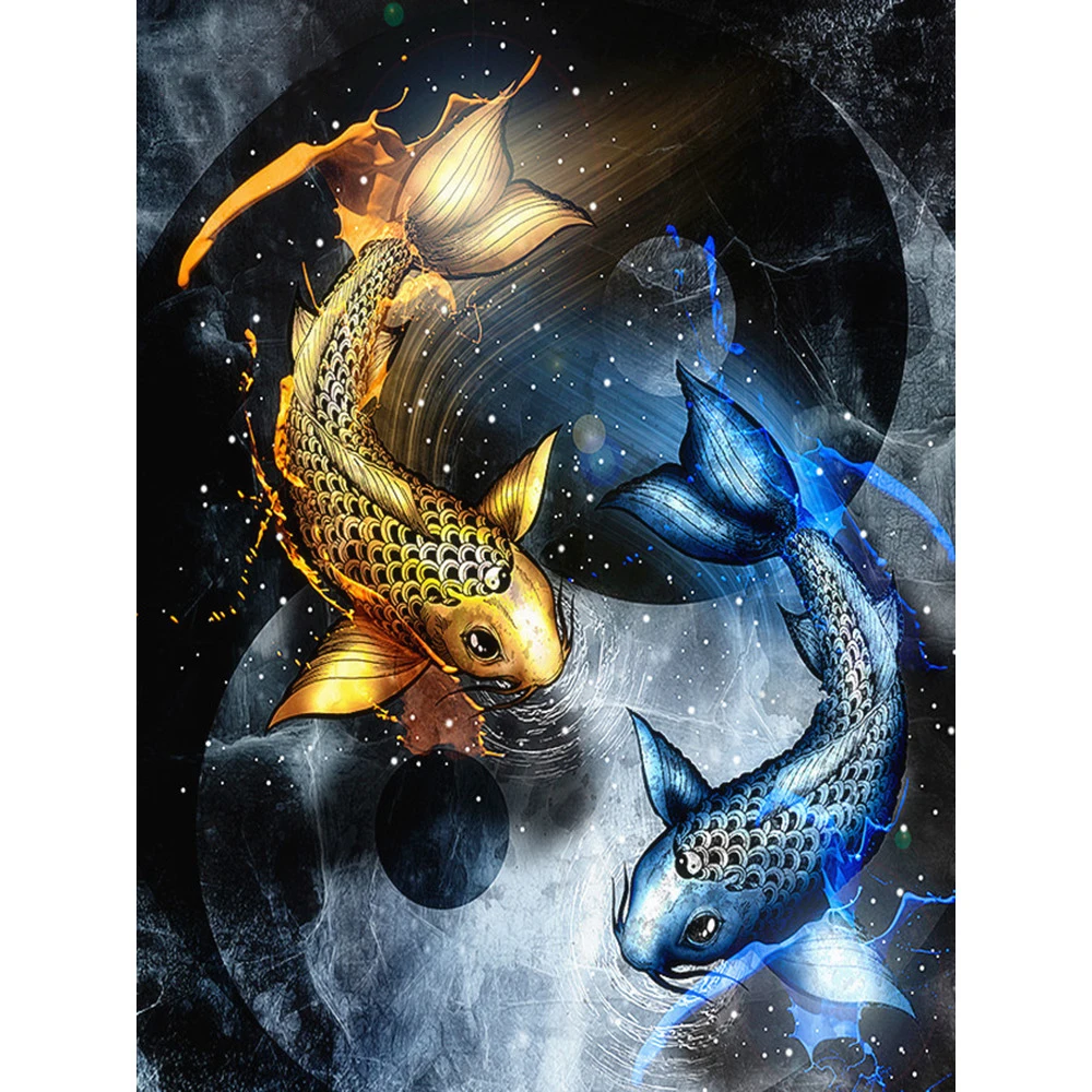 5D алмазная живопись на карпа Taiji вышивка крестиком Алмазная мозаика пейзаж