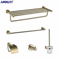 bathroom hardware set brushed gold robe hook towel rail rack bar shelf paper holder wall mount bathroom accessories sus 304