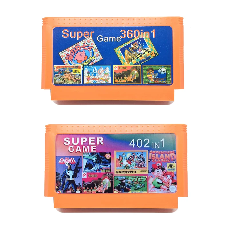 Новинка, 2 штуки, Коллекция игр, 402 в 1, игровой картридж+ 360 в 1, игровая карта для 8 бит денди, игровой плеер