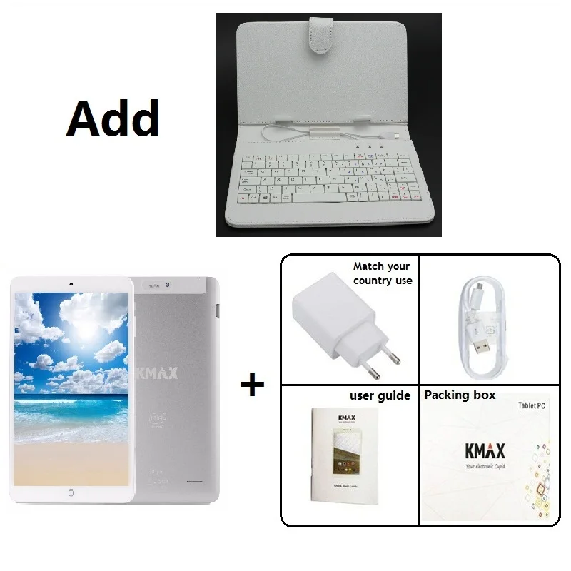 tablet and keyboard KMAX 8 дюймов Android планшетный ПК Intel процессор wifi четырехъядерный HDMI USB HD ips 32 Гб TF карта дешевые Планшеты 8 10 7 9 Bluetooth чехол подарок - Комплект: tablet and keyboard