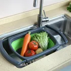 Складной масштабируемый силиконовый дуршлаг для кухонной раковины, корзина для мытья фруктов и овощей, складной сливной фильтр, портативный инструмент