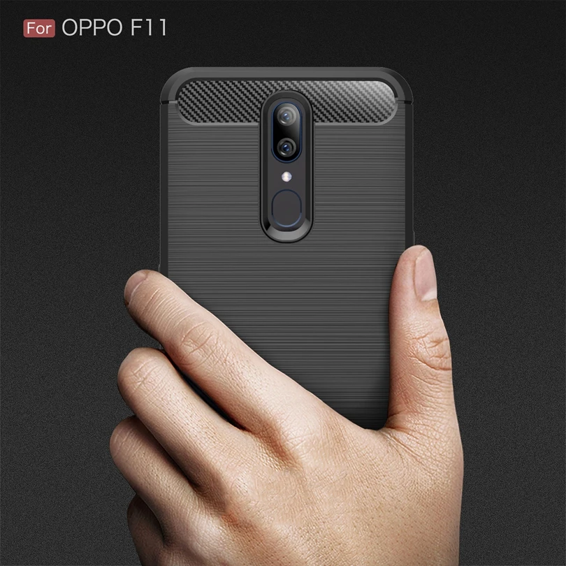 Для OPPO F11 / OPPOF11 чехол из углеродного волокна тонкий прочный противоударный мягкий