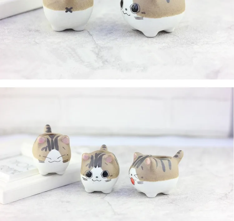 Cat Chi's Cat керамические горшки для растений микро милые мини суккуленты в горшке маленькие цветочные горшки кактус бонсай креативный мультфильм плантатор для дома