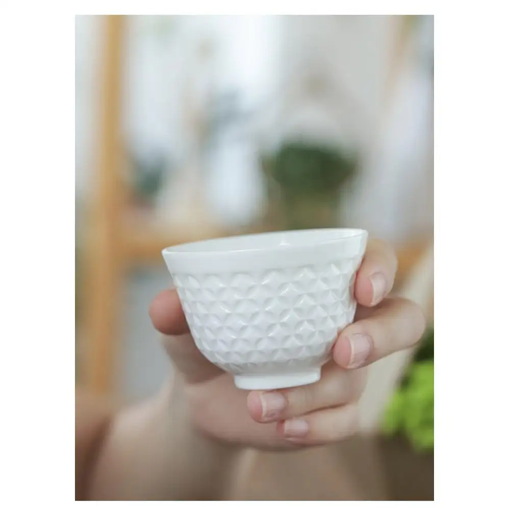 

1 Pcs White Bone China Tea Cup Ceramics White Chinese Kung Fu TeaCup Set Chinese Porcelain Teacup Sets