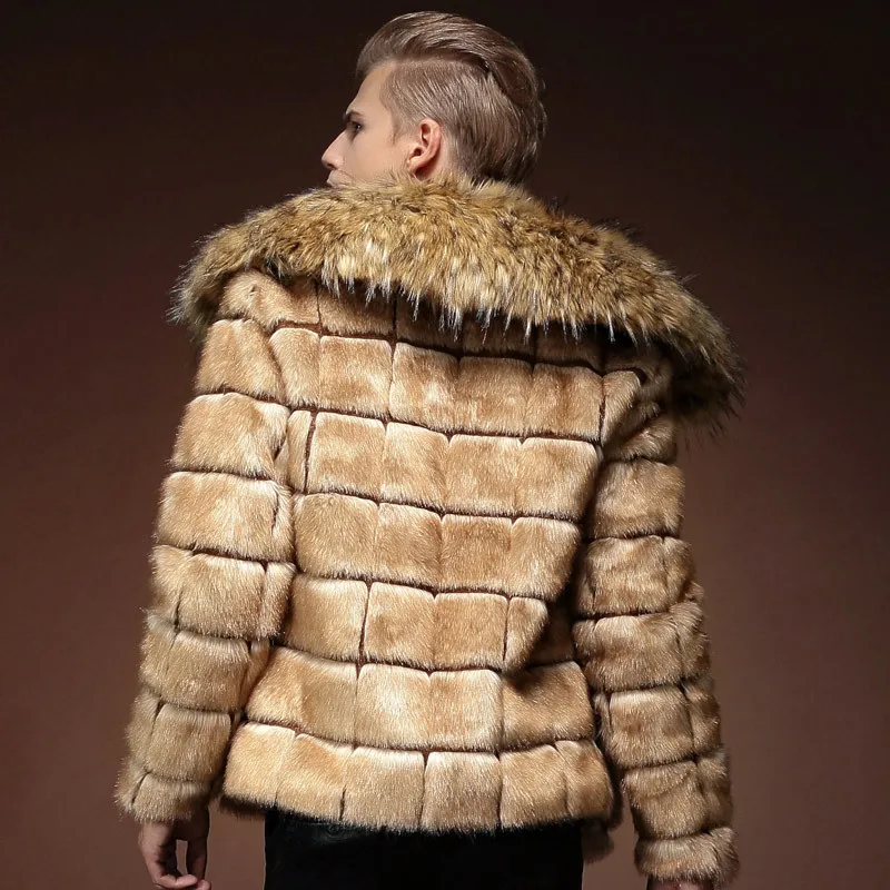 Мужская куртка с искусственным мехом S/3Xl Повседневная Верхняя одежда меховым