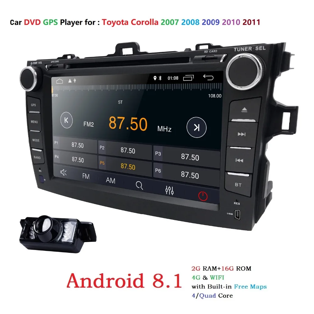 Авторадио 2 din Android 8 1 dvd плеер автомобиля для Toyota corolla 2008 2007 2009 2010 2011 мультимедиа