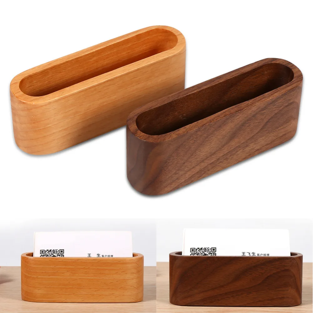 

1Pc Wooden Business Card Holders Note Holder Display Device Card Stand Holder Office Desk Accessories Organizer