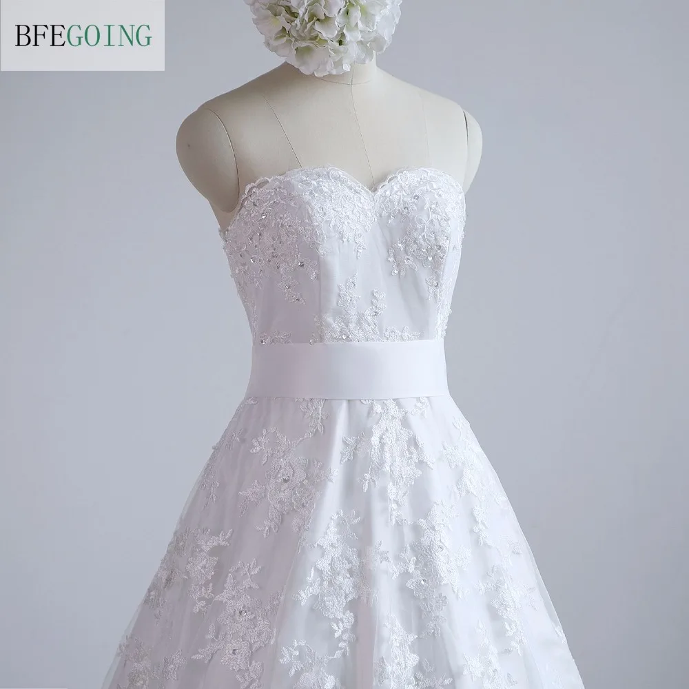 Лидер продаж белое кружевное свадебное платье А-силуэта съемный атласный пояс с