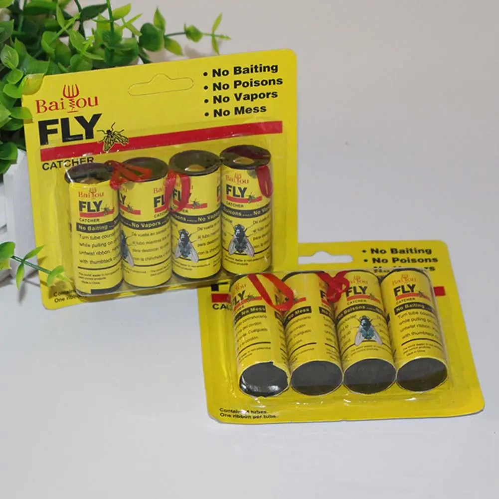 4X Fly липкий Бумага полосы комаров убийца ловушка нетоксичный вредителей