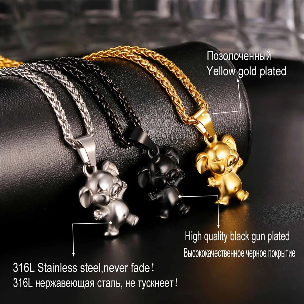 Ожерелье с подвеской в виде милой свиньи для женщин и мужчин ювелирные изделия