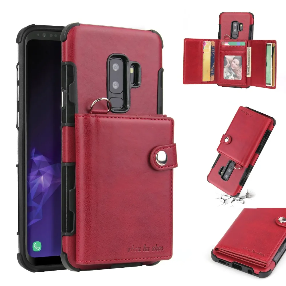 Роскошный кожаный чехол кошелек Haissky в стиле ретро для Samsung S8 S9 Plus Note 8 9 Магнитный