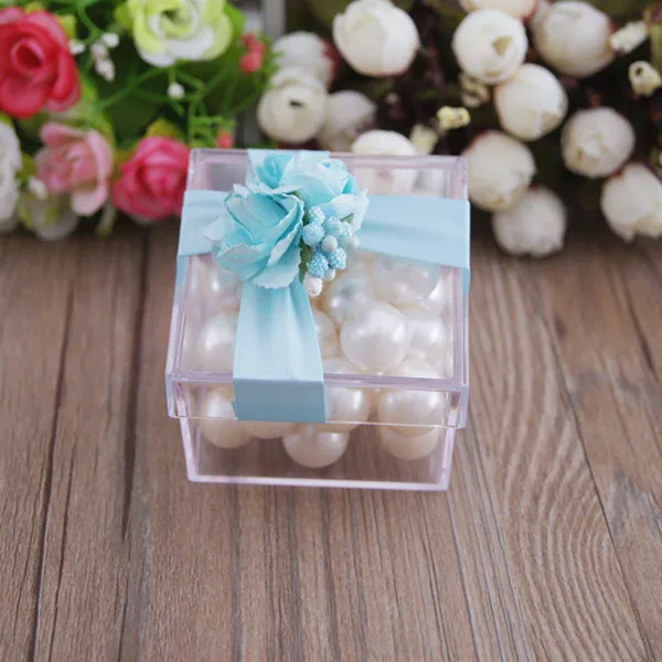 ocean blue Креативные квадратные пластиковые коробки с цветами, 6,5 см* 6,5 см* 4,6 см, BY5201 - Цвет: ocean blue