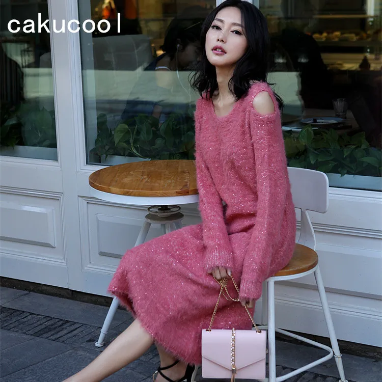 Cakucool с длинным рукавом платье вырезами пикантные средней длины Vestido