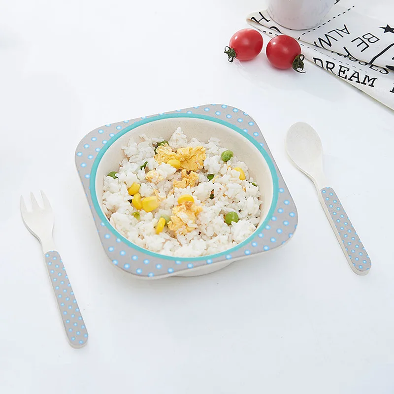 Детская подставка детская посуда с вилкой и ложкой миски для младенцев тарелка