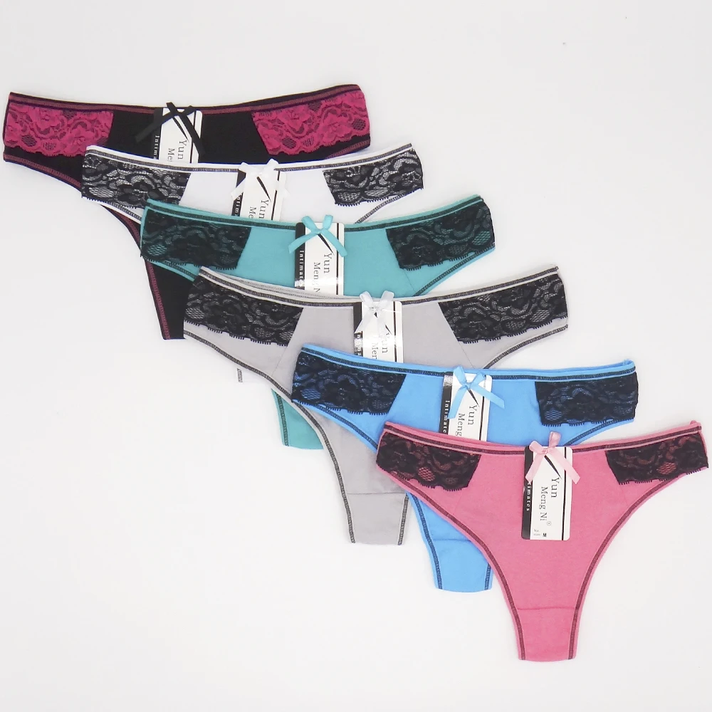 12 шт./упаковка женские хлопковые трусики стринги с Т образной спинкой|panties