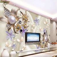 beibehang custom photo wallpaper large mural wall sticker pearl diamond flower butterfly romantic tv background wall